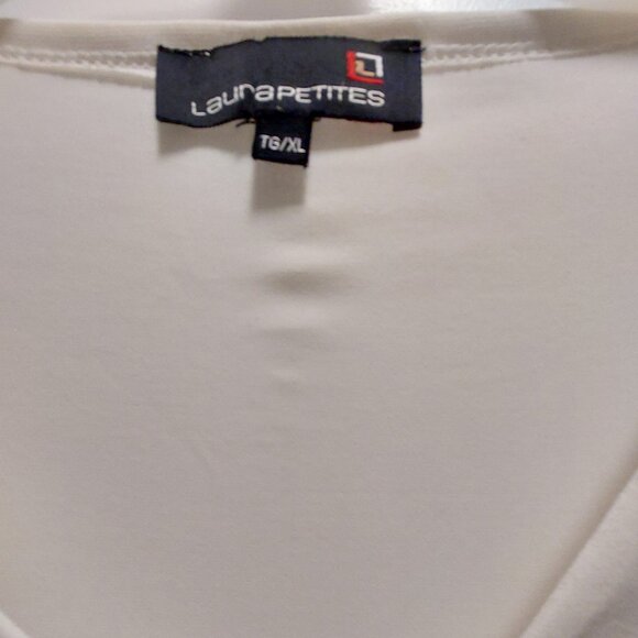 LAURA PETITES Cream V-Neckline 3/4 Sleeves Stretch Knit Top - Size TG/XL - Picture 7 of 7